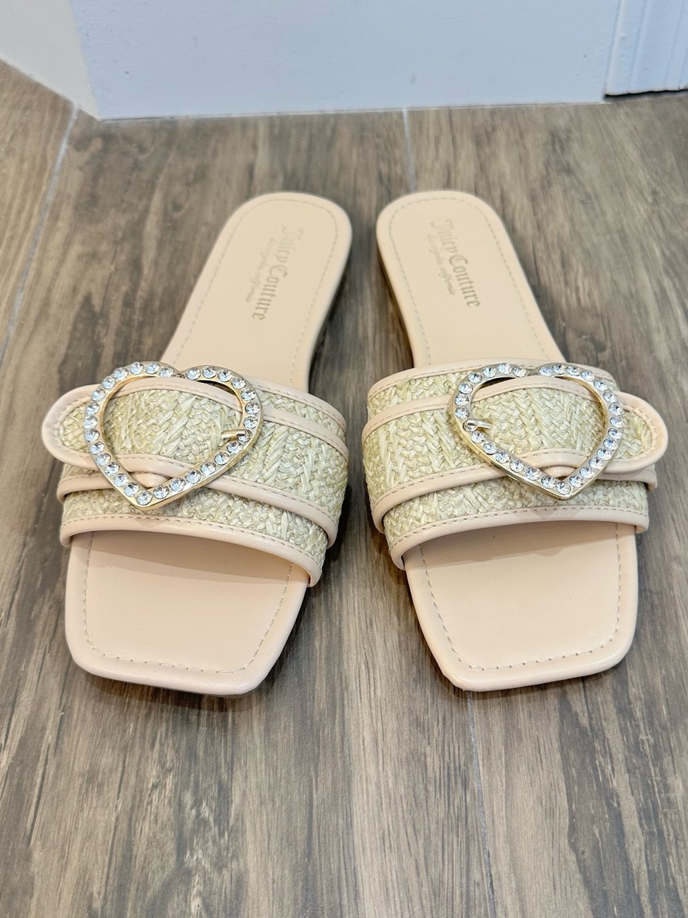 Juicy Couture Rhinestone Heart Slide Sandals